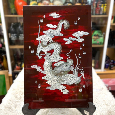Tranh sơn mài - RỒNG NHÃ NGỌC - Khảm cừ size 40x60 cm