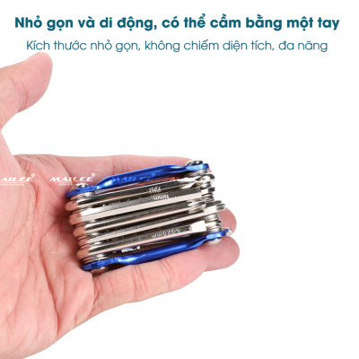 Lục giác sửa chữa xe đạp T-25 11 in 1, bao gồm các dụng cụ đủ loại như đinh vít, lục giác, cắt xích và nạy lốp - Mai Lee