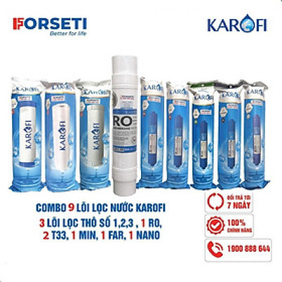 Combo 9 lõi lọc nước Karofi Hàng chính hãng dùng cho máy lọc nước Karofi E9RO