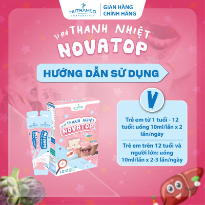 Siro Novatop hỗ trợ thanh nhiệt, mát gan, giảm nhiệt miệng cho bé (10 gói) - Nutramed