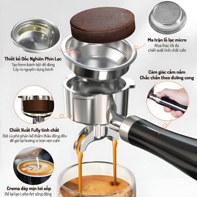 Máy pha cà phê bán tự động Espresso, Cappuccino, Latte thương hiệu HiBREW H10B cao cấp - Hàng Chính Hãng