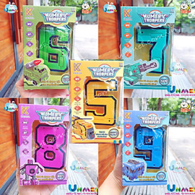 Xe Lắp Ráp - Robot Biến Hình Số 0 1 2 3 4 5 6 7 8 9 loại Bự - 5 Số Ráp Thành một Robot Siêu Cấp