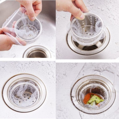 Sét 100 túi lọc rác ,chặn rác bồn rửa chén ,dạng lưới siêu bền ,có chun 2 đầu co giãn ,chống tắc nghẽn 