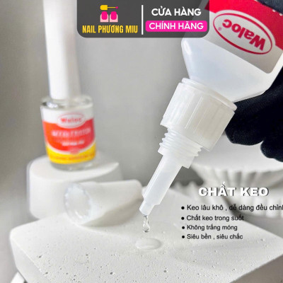 Keo Bê Tông Dán Móng Waloc Đính Đá Siêu Chắc 20g Nhanh Khô Kèm Dung Dịch Làm Khô Keo Dán Làm Nail 15ml Nail Phương Miu Nữ Women
