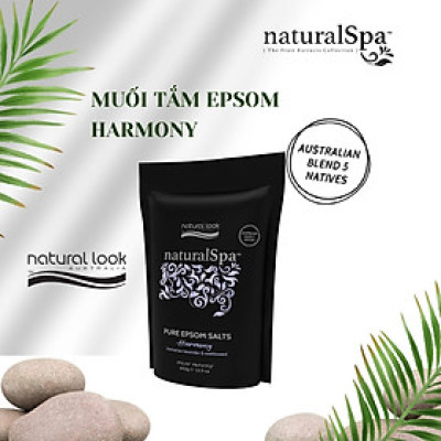 Muối tắm Epsom bổ sung dưỡng chất cho làn da mềm mượt, chống viêm,  thư giãn các cơ đau nhức, mệt mỏi, cải thiện giấc ngủ - naturalSpa Harmony Epsom Salts 650gr