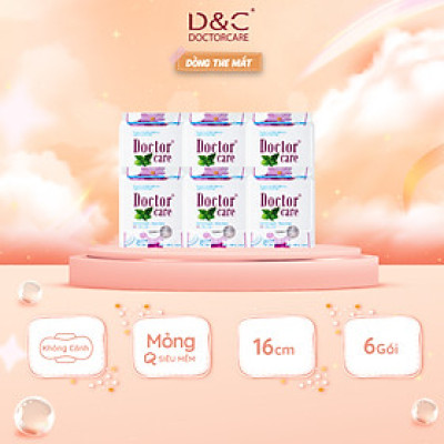 Combo 6 Băng vệ sinh hàng ngày  thảo dược Doctor Care 16 cm siêu khô thoáng cả ngày dài