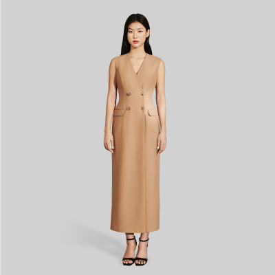 Set áo blazer nữ kết hợp cùng đầm không tay dáng dài CADEN màu nâu thiết kế cao cấp WHITE CHIC