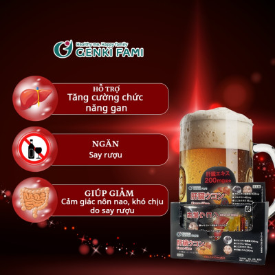 Viên Uống Thải Độc Gan, Giải Rượu Kanzo Ukon Genki Fami Nhật Bản Hộp 30 Viên