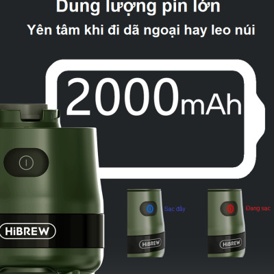 Máy xay hạt cà phê, sinh tố và đá viên dùng pin cầm tay 3 trong 1 đa năng. Thương hiệu Mỹ cao cấp HiBREW - G2. Hàng chính hãng