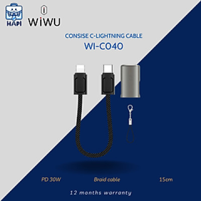Cáp sạc hàng chính hãng WiWU C to L PD30W WI-C040 (15cm): Thiết kế móc khóa siêu gọn, chuyên dùng sạc dự phòng iP