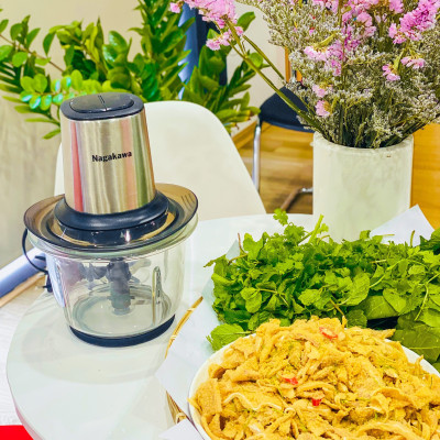 Máy xay thịt 2 lưỡi dao kép cối thủy tinh Nagakawa NAG0812 (400W - 1.5 Lít) - Hàng Chính Hãng