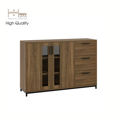 [Happy Home Furniture] LOUIS , Tủ lưu trữ 3 ngăn kéo 2 cửa mở - chân sắt , 126cm x 36cm x 84cm ( DxRxC), THK_058