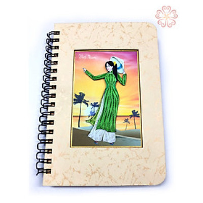 Sổ tay giấy xoắn nghệ thuật , chủ đề tà áo dài việt nam size 10.7x16cm
