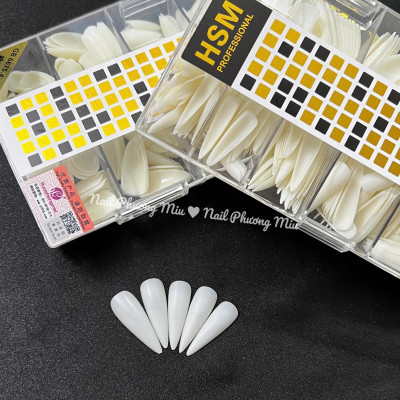 Móng Up Tay HSM VINIMAY Nhọn Trong Trơn (Không Nhám), Nhọn Trong Nhám, Nhọn Đục Cao Cấp Hộp 500 Móng Đủ Size Siêu Mỏng Dẻo Làm Nail giả dài