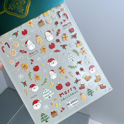 Hình Dán Móng Sticker Ông Già Noel 5D Làm Nail Siêu Xinh, Miếng Dán Móng Hình Giáng Sinh, Bông Tuyết, Tuần Lộc