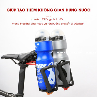 Giá gắn bình nước đôi hợp kim nhôm SSJ-02, giá cố định dưới yên xe đạp mở rộng (không kèm gá bình) phù hợp xe đạp địa hình, xe đua, fixed gear, khung nhôm kèm phụ kiện- Mai Lee