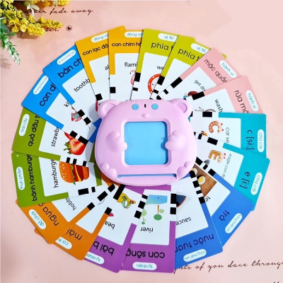 Máy đọc thẻ song ngữ Anh Việt, Máy đọc thẻ tiếng Anh loại 224 từ vựng 112 thẻ, Đồ chơi giáo dục sớm cho bé
