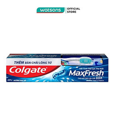 Kem Đánh Răng Colgate Max Fresh Bạc Hà Tinh Thể Cực The Mát 225g + Bàn Chải Mềm Mại