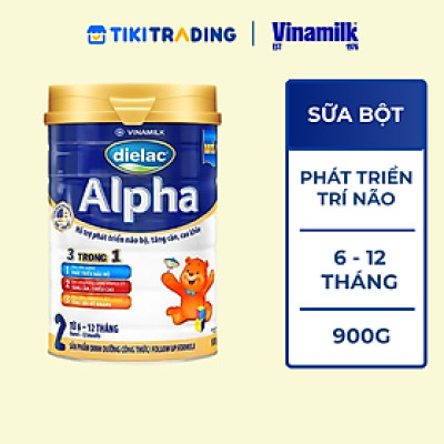 Hộp Sữa bột Vinamilk Dielac Alpha 2 - Hộp thiếc 900g (cho bé từ 6 - 12 tháng tuổi)