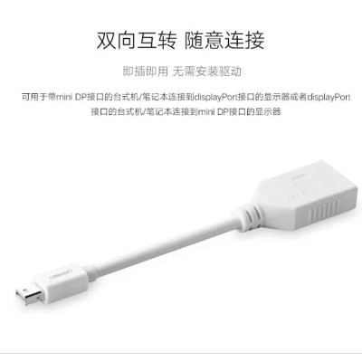 Ugreen UG1044510445TK 20CM màu Trắng Cáp chuyển đỗi Mini DP sang DisplayPort cao cấp - HÀNG CHÍNH HÃNG