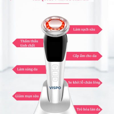 Máy Massage Mặt Làm Đẹp VISPO VP-CM23 - Máy Massage 5IN1 Photon Nóng Và Lạnh EMS Săn Chắc Da , Làm Sạch Và Tăng Hấp Thụ Dưỡng Chất, Khóa Ẩm Cho Da Bằng Công Nghệ Hiện Đại