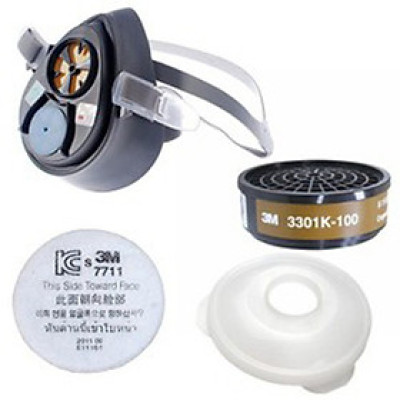 Bộ mặt nạ phòng độc 3M 3100, 3200 Chính hãng kèm phin lọc 3M 3301K-100, Tấm lọc 7711 và nắp đậy 774