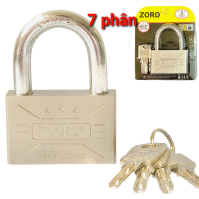 Ổ khóa ZORO size đại 7 phân chìa muỗng càng ngắn thép hardened, khóa bấm công nghệ mỹ