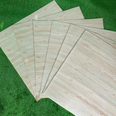 Bộ 5 Tấm Xốp Dán Tường Vân Gỗ Vàng Kem Cách Âm, Chống Va Đập, Bền Đẹp, Sang Trọng