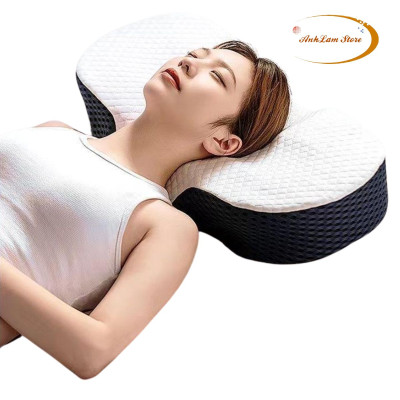 Gối cao su non công thái học Anh Lam Store chống đau vai gáy, ngủ ngáy, hỗ trợ ngủ nhanh - Thiết kế riêng biệt cho tư thế nằm ngửa và nằm nghiêng - Hàng chính hãng