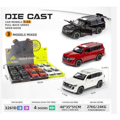 3261D Mô hình xe ô tô kim loại pull-back - bộ 12 chiếc (KT 15x6.4x5.8cm)