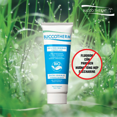 Kem đánh răng hữu cơ cho răng nhạy cảm 2 trong 1 vị bạc hà Buccotherm (75ml)