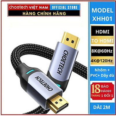 Cáp chuyển CHOETECH XHH01 HDMI sang HDMI dài 2M (Hàng chính hãng)