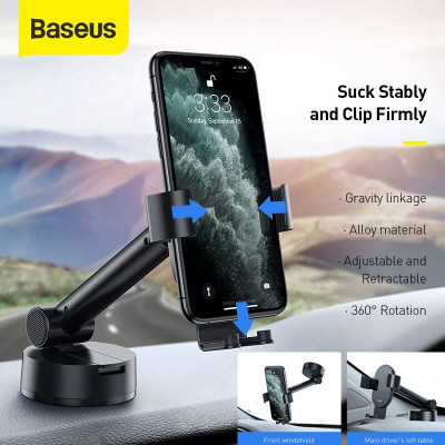 Bộ giá đỡ điện thoại trên xe hơi Baseus Simplism Gravity Car Mount Holder - Hàng Chính Hãng