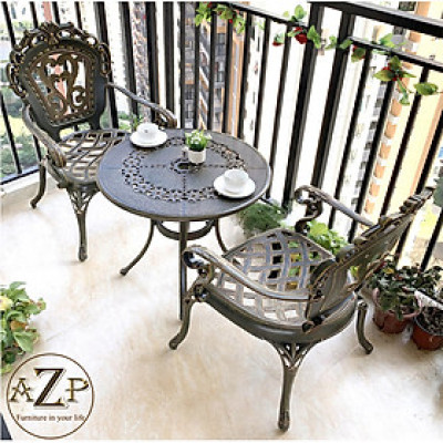 Bộ Bàn Ghế Sân Vườn 60cm Ngoài Trời Outdoor Ban Công (100% Nhôm Đúc) Hàng Nhập Khẩu 100%.