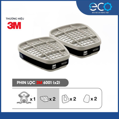 Combo (7 món) mặt nạ phòng độc 3M 7501, 7502 kết hợp phin lọc 3M 6001, tấm lọc bụi 5N11 cùng nắp giữ 501 chính hãng, phun thuốc, phun sơn, lọc bụi mịn, vi rút