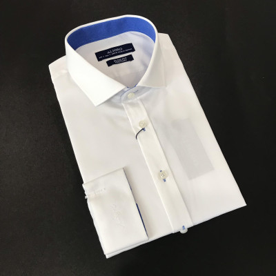 ÁO SƠ MI DÀI TAY TRẮNG PHỐI CỔ-TAY ALGS196