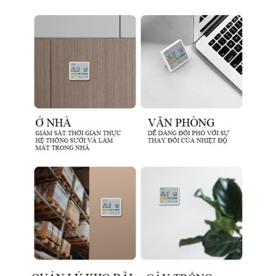 Nhiệt ẩm kế Duka TH1, máy đo nhiệt độ, độ ẩm phòng màn hình lớn 3,67", hiển thị trạng thái nhiệt độ, độ ẩm phòng nhanh chóng chính xác, cài đặt ngày giờ