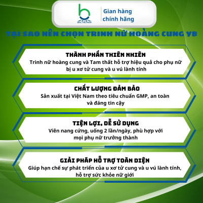 Viên Uống TRINH NỮ HOÀNG CUNG YB Hỗ Trợ Phụ Nữ Bị U Xơ Tử Cung và U Vú Lành Tính - Lọ 60 viên