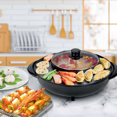 Bếp Lẩu, Nướng Điện 2 Trong 1 Đa Năng Phong Cách Hàn Quốc - Hàng Chính Hãng