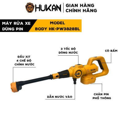MÁY RỬA XE CHẠY PIN 21V 305W HK-PW3828BL HUKAN  - HÀNG CHÍNH HÃNG