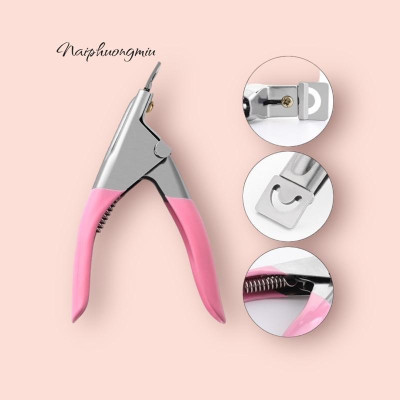 Kìm Cắt Móng Giả 12.5cm Tay Hồng, Thép Không Gỉ, Kìm Bấm Móng Giả Lực Bấm Mạnh, Làm Nail Chuyên Nghiệp Cho Salon Nữ Women