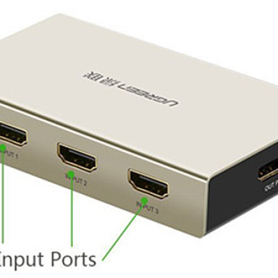 Bộ Swich Cổng HDMI Ugreen Vào 3 Cổng HDMI Ra 1 Cổng HDMI Remote 40278 - Hàng Chính Hãng
