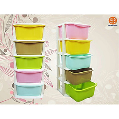 Tủ Đa Sắc 5 Tầng Có Bánh Xe Di Chuyển Tiện Lợi- Tủ Đựng Đồ Dùng Gia Đình - Hàng Chính Hãng MINIIN