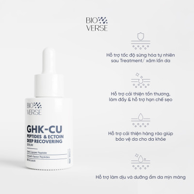 Serum Đồng Peptides tăng sừng khỏe & phục hồi da Bioverse GHK-Cu Peptides & Ectoin Deep Recovering Serum
