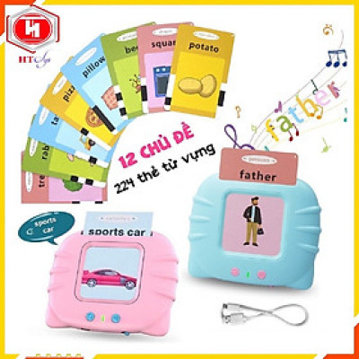 Máy đọc thẻ song ngữ Anh Việt, Máy đọc thẻ tiếng Anh loại 224 từ vựng 112 thẻ, Đồ chơi giáo dục sớm cho bé