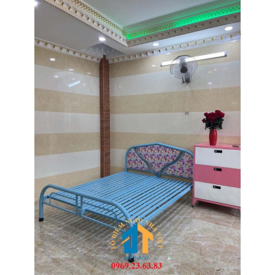 Giường sắt 1m6 x 2m bảo hành 1 năm - MÀU XANH