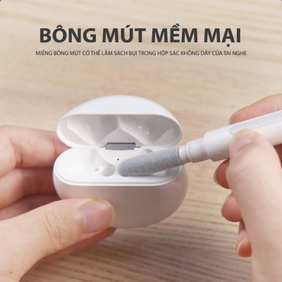 Bút Vệ Sinh Tai Nghe Bluetooth 3 Trong 1 Cao Cấp MIFAN - Làm sạch bụi bẩn trong hộp đựng, loa, cổng sạc, điện thoại - Hàng Nhập Khẩu