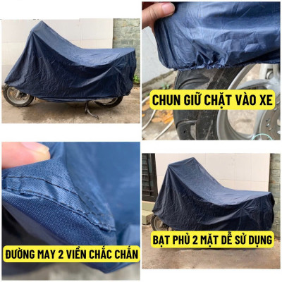 Bạt Trùm Xe Máy , Áo Trùm Xe Che Nắng Mưa, Tấm Phủ Che Nắng Xe Máy Đa Năng Vải Dù Siêu Dày, Hàng Việt Nam, Có Túi Đựng 