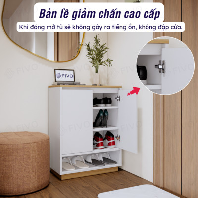 Tủ Giày Gỗ Chống Ẩm FIVO FS54 Màu Gỗ Phối Trắng, Ngăn Tủ Điều Chỉnh Linh Hoạt, Có Cửa Giúp Bảo Quản Tốt Giày Dép, Mặt Tủ Rộng Rãi Chứa Được Nhiều Đồ
