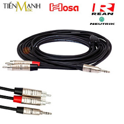 Dây Cáp Chia Tín Hiệu Chữ Y Hosa Rean by Neutrik Pro Đầu 3ly Stereo TRS Sang 2 Hoa Sen RCA HMR-003Y, HMR-006Y, HMR-010Y Cable 2RCA Hàng Chính Hãng